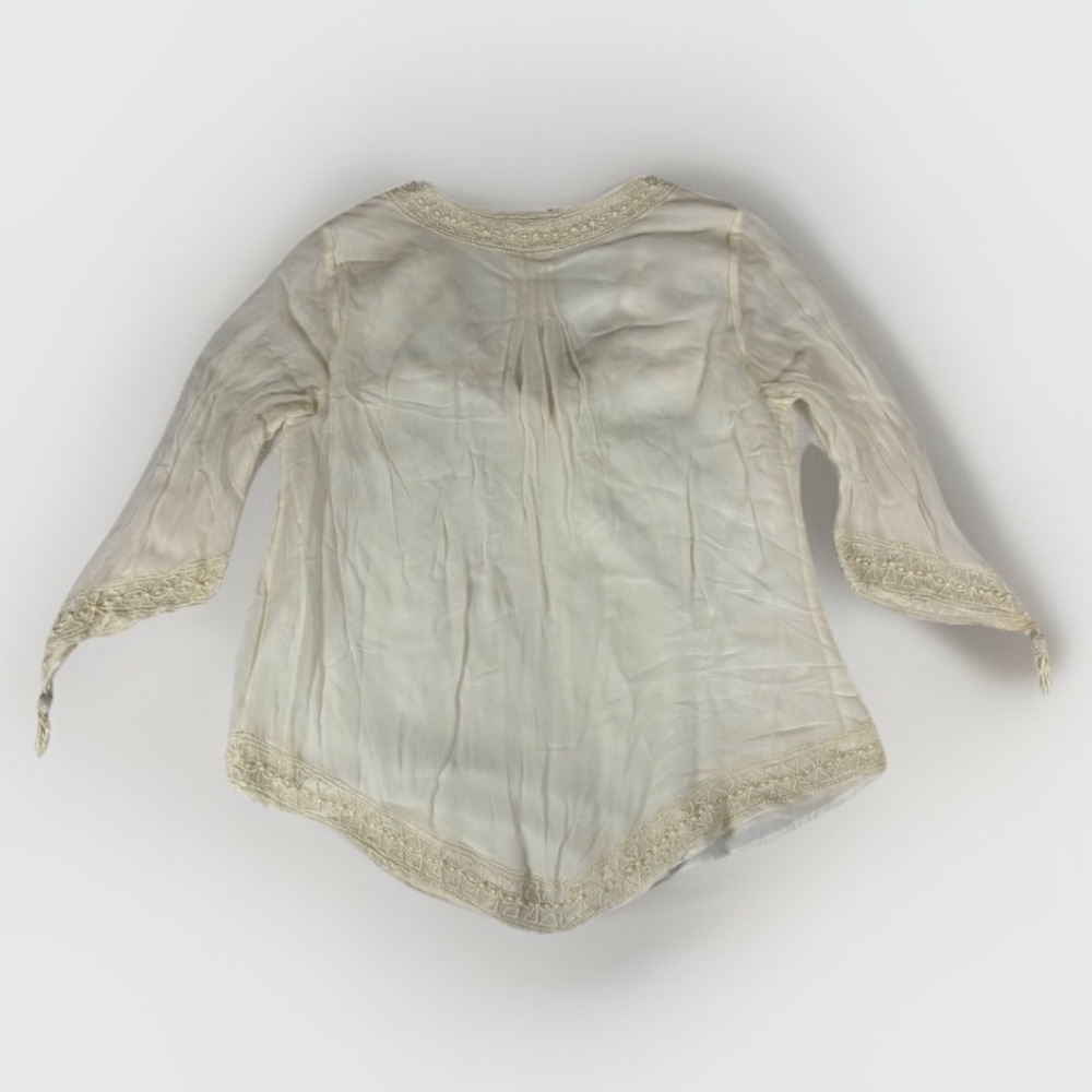 LEIFSDOTTIR Anthropology Cream Tunic Top Womens‎ Size 2 Beaded Embroidered Boho